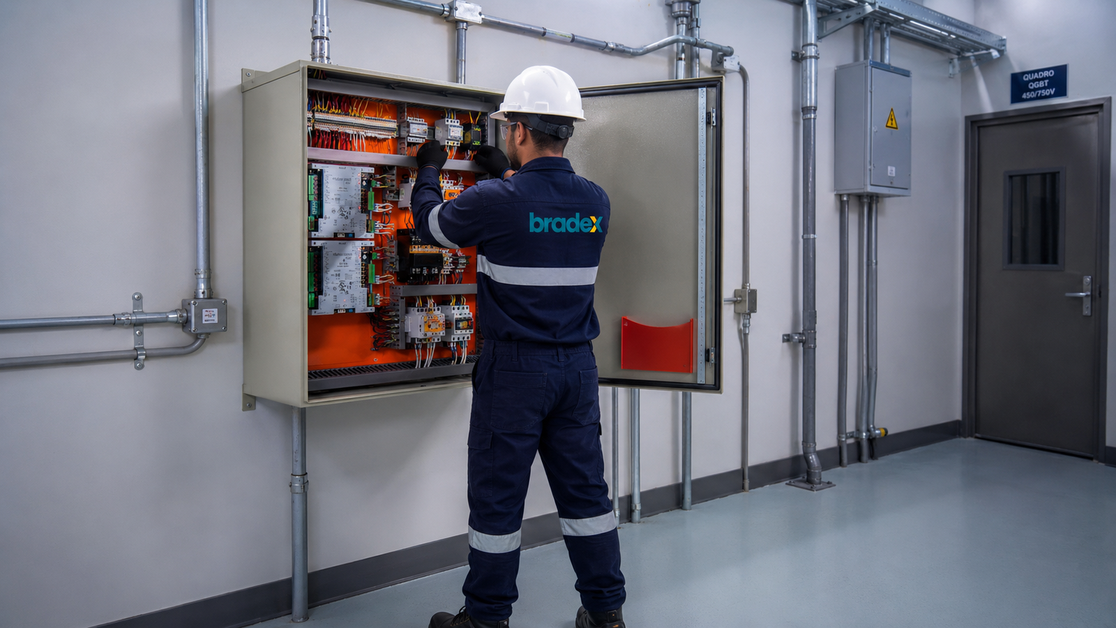 Técnico da Bradex realizando serviço de manutenção e infraestrutura predial
